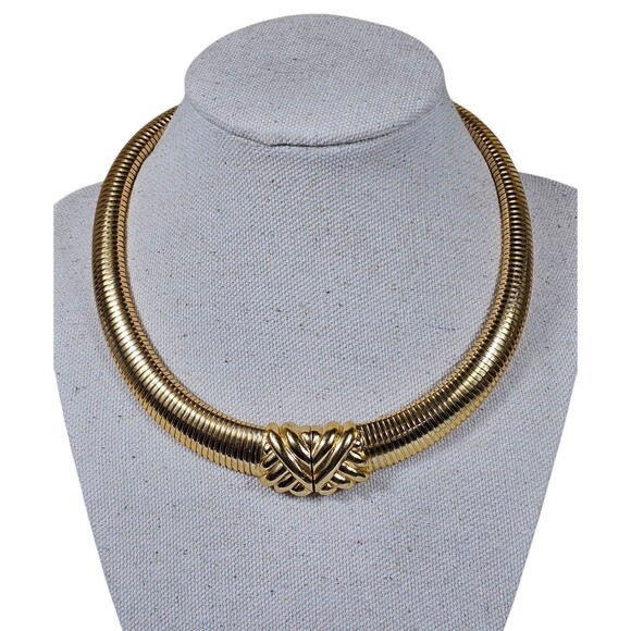 Vintage Christian Dior Knot Snake Omega Chain Gold Tone Wide Tied Snap Button... - Picture 1 of 11